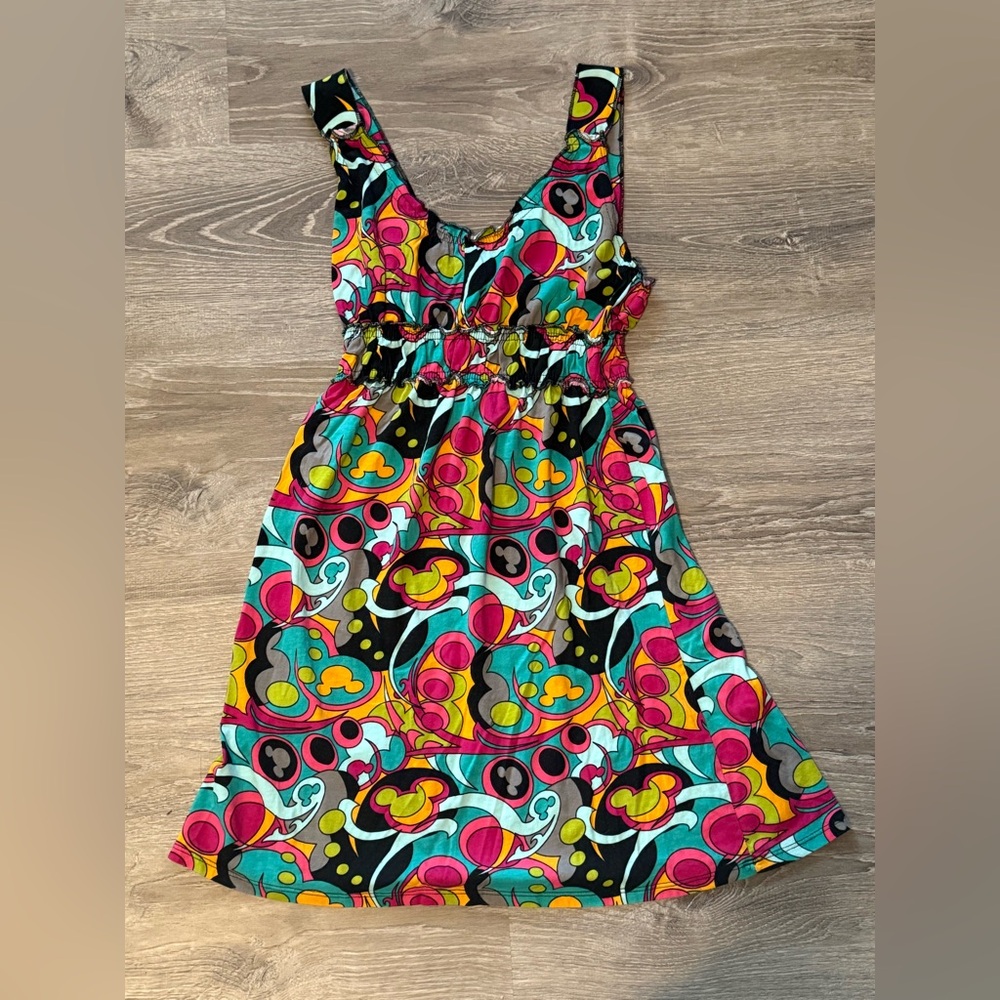 Disney Parks Exclusive Mickey Mouse Abstract Colorful Dress Extra Small XS